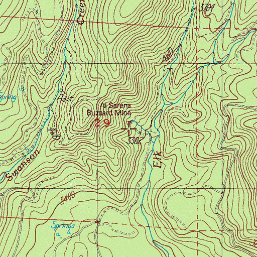 Topographic Map of Al Sarena Buzzard Mine, OR
