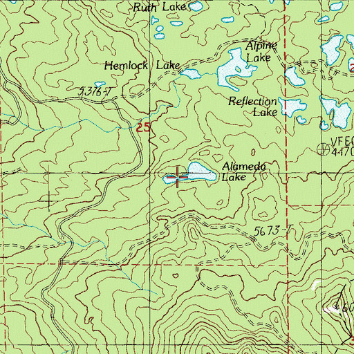 Topographic Map of Alameda Lake, OR