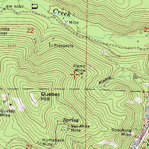 Topographic Map of Alamo Mine, OR