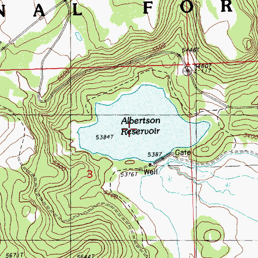 Topographic Map of Albertson Reservoir, OR