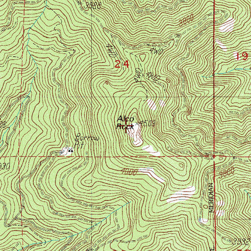 Topographic Map of Alco Rock, OR
