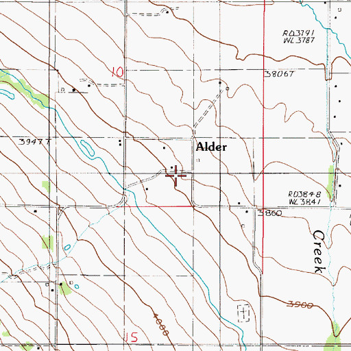 Topographic Map of Alder (historical), OR