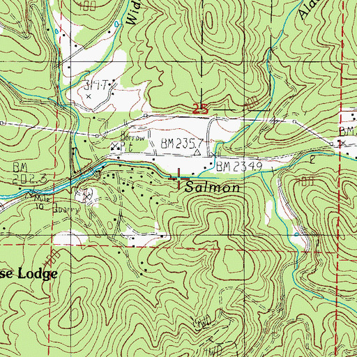 Topographic Map of Alder Brook, OR