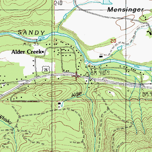Topographic Map of Alder Creek, OR