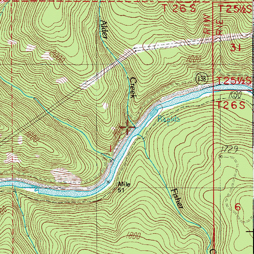 Topographic Map of Alder Creek, OR