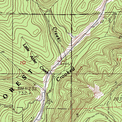 Topographic Map of Alder Creek, OR