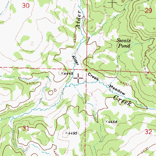 Topographic Map of Alder Creek Meadow, OR