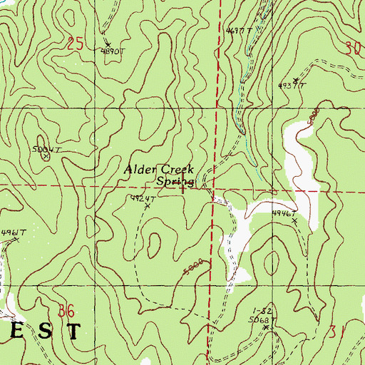 Topographic Map of Alder Creek Spring, OR