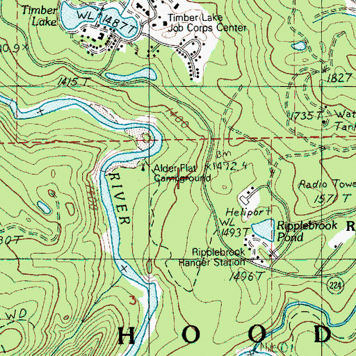 Topographic Map of Alder Flat Recreation Site, OR
