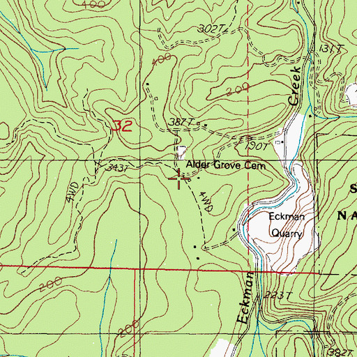 Topographic Map of Alder Grove Cemetery, OR