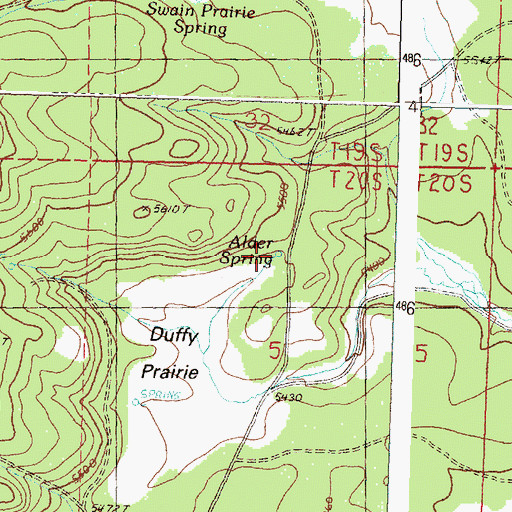Topographic Map of Alder Spring, OR
