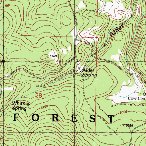 Topographic Map of Alder Spring, OR