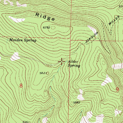 Topographic Map of Alder Spring, OR