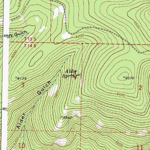 Topographic Map of Alder Spring, OR
