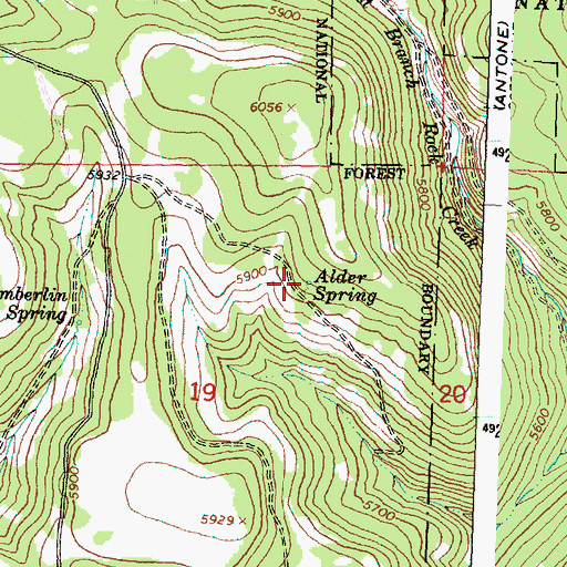 Topographic Map of Alder Spring, OR