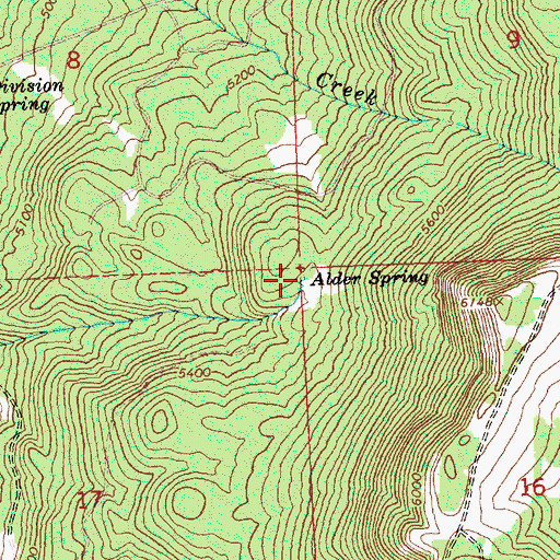 Topographic Map of Alder Spring, OR