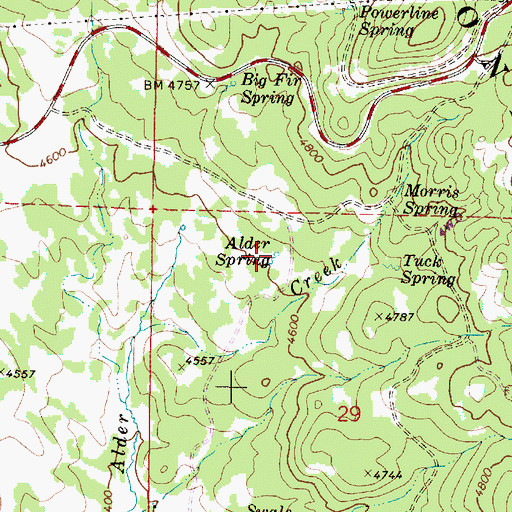 Topographic Map of Alder Spring, OR