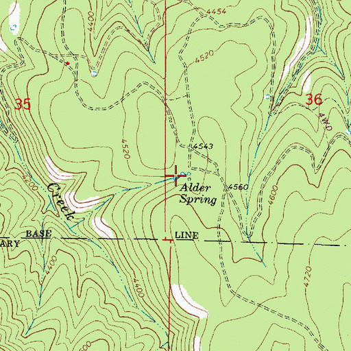 Topographic Map of Alder Spring, OR