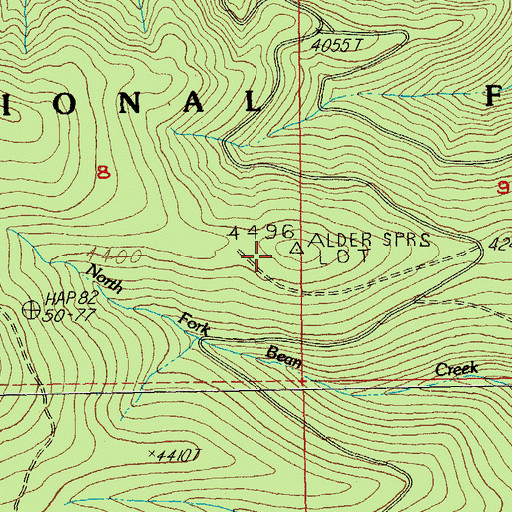 Topographic Map of Alder Spring Lookout, OR