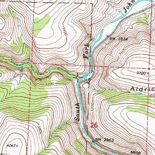 Topographic Map of Aldrich Gulch, OR