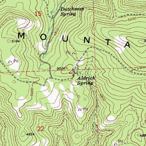 Topographic Map of Aldrich Spring, OR