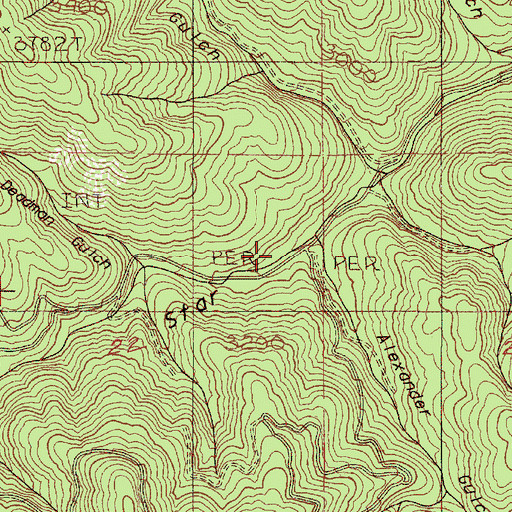 Topographic Map of Alexander Gluch, OR
