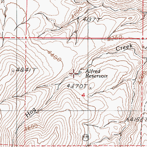Topographic Map of Alfred Reservoir, OR