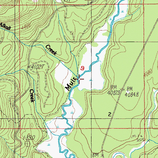 Topographic Map of Alkali Creek, OR