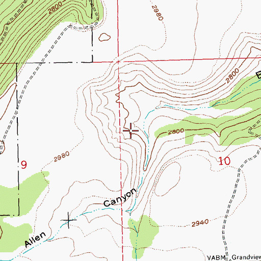 Topographic Map of Allen Canyon, OR