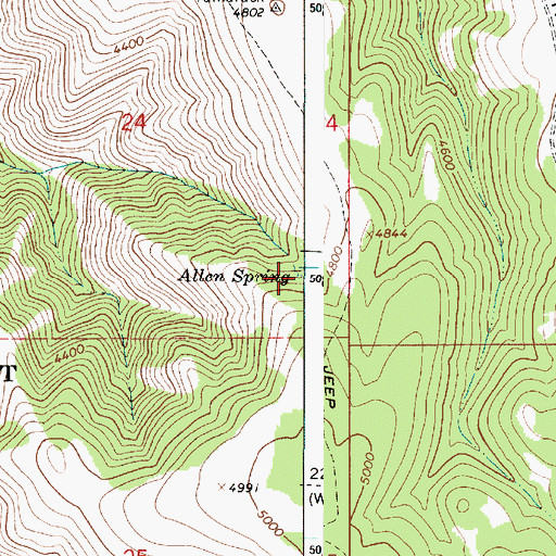 Topographic Map of Allen Spring, OR