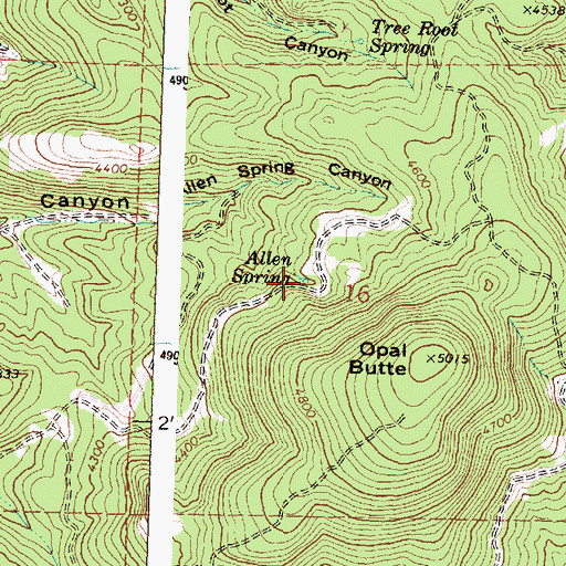 Topographic Map of Allen Spring, OR