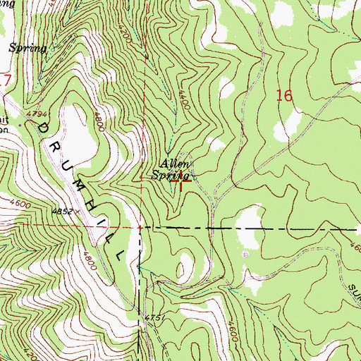 Topographic Map of Allen Spring, OR