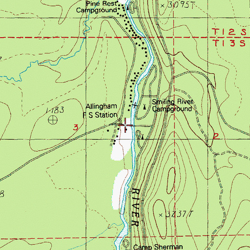 Topographic Map of Allingham Guard Station, OR