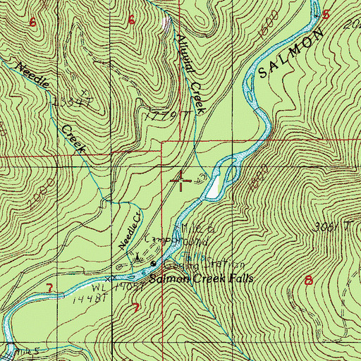 Topographic Map of Alluvial Creek, OR