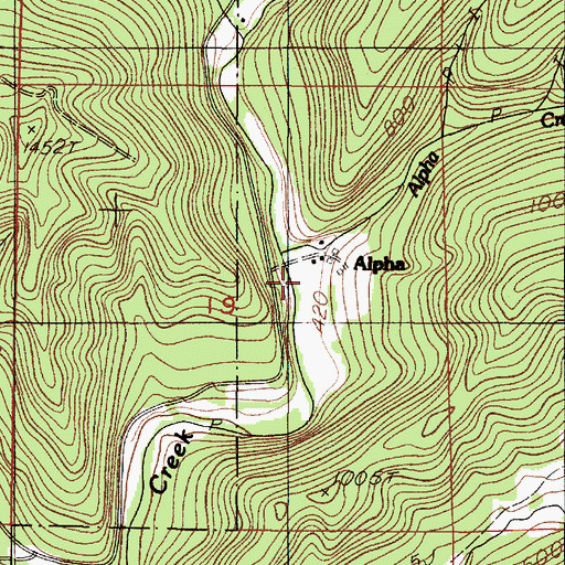 Topographic Map of Alpha, OR