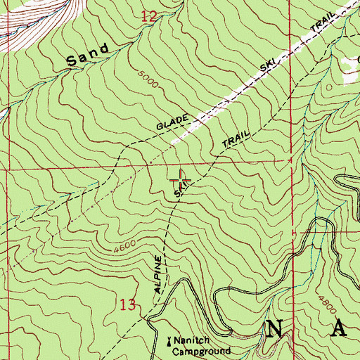 Topographic Map of Alpine Ski Trail, OR