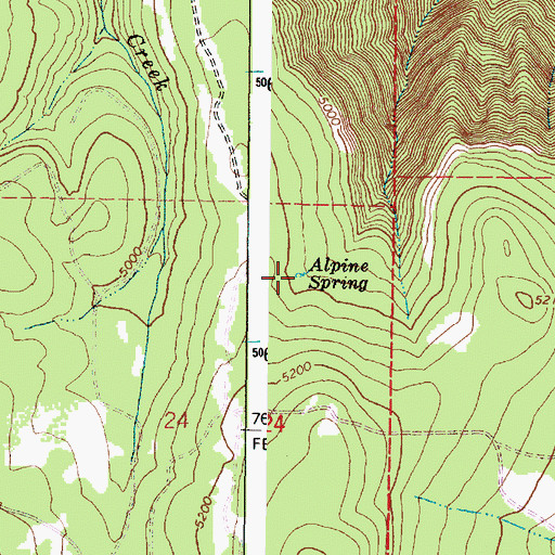 Topographic Map of Alpine Spring, OR