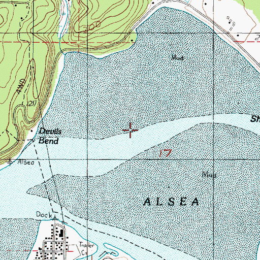 Topographic Map of Alsea Bay, OR