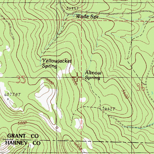Topographic Map of Altnow Spring, OR