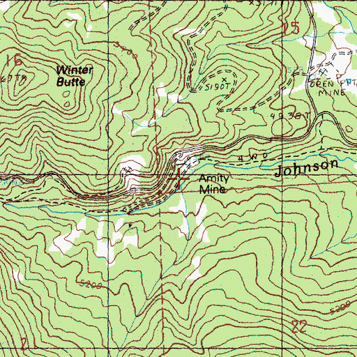 Topographic Map of Amity Mine, OR