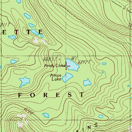 Topographic Map of Andy Lake, OR