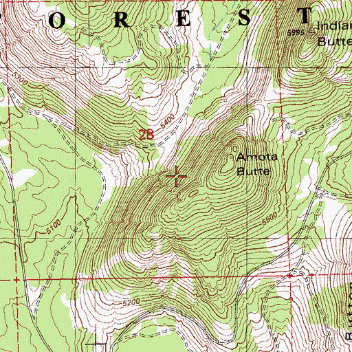 Topographic Map of Amota Butte, OR