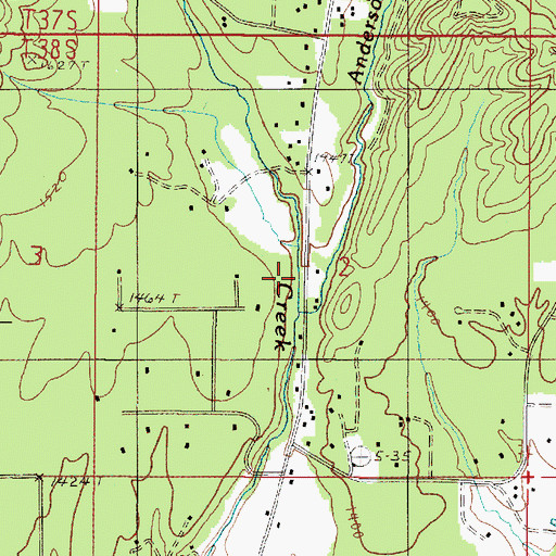 Topographic Map of Anderson Creek, OR