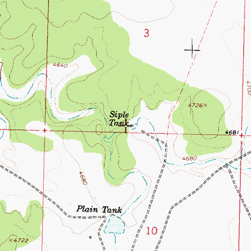 Topographic Map of Siple Tank, AZ