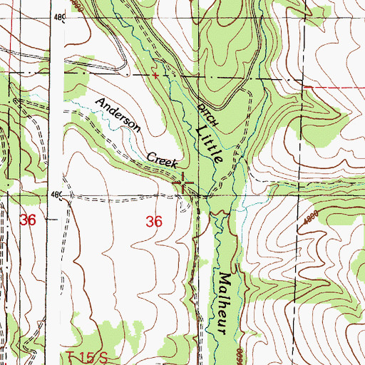 Topographic Map of Anderson Creek, OR