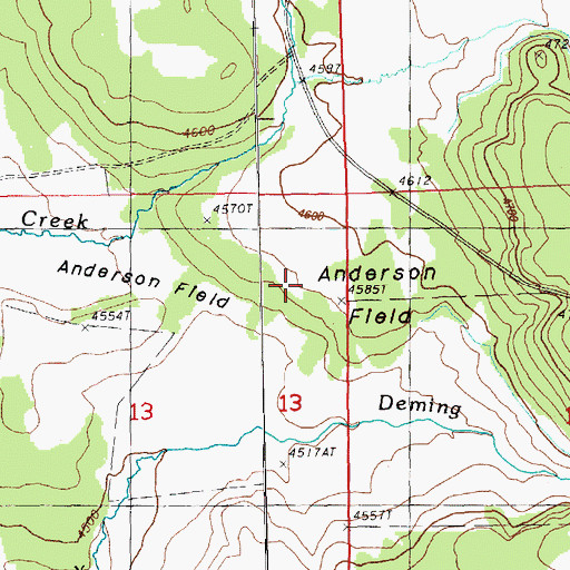 Topographic Map of Anderson Field, OR