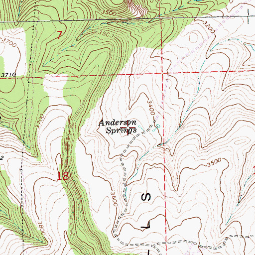 Topographic Map of Anderson Springs, OR
