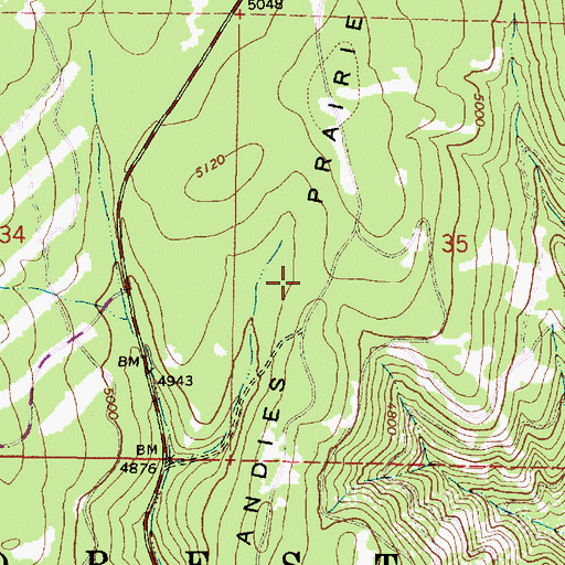 Topographic Map of Andies Prairie, OR