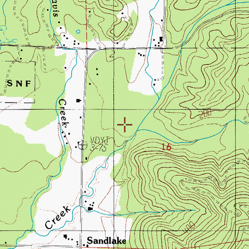 Topographic Map of Andy Creek, OR
