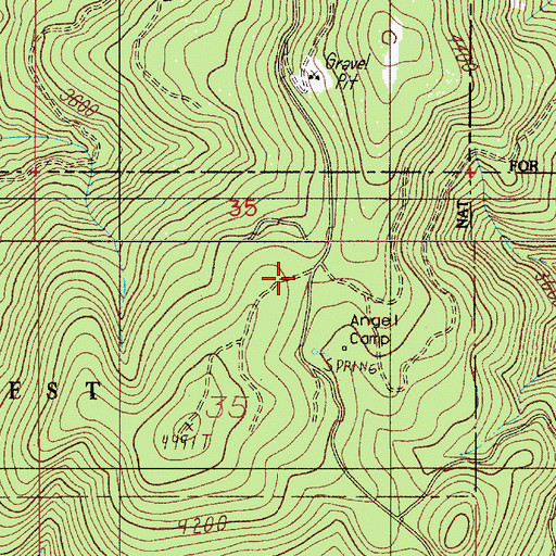 Topographic Map of Angel Camp, OR